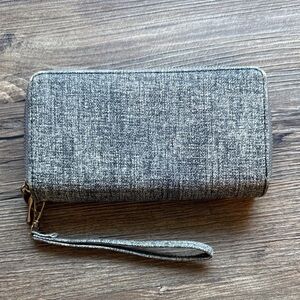 Gray Textured Wristlet Wallet